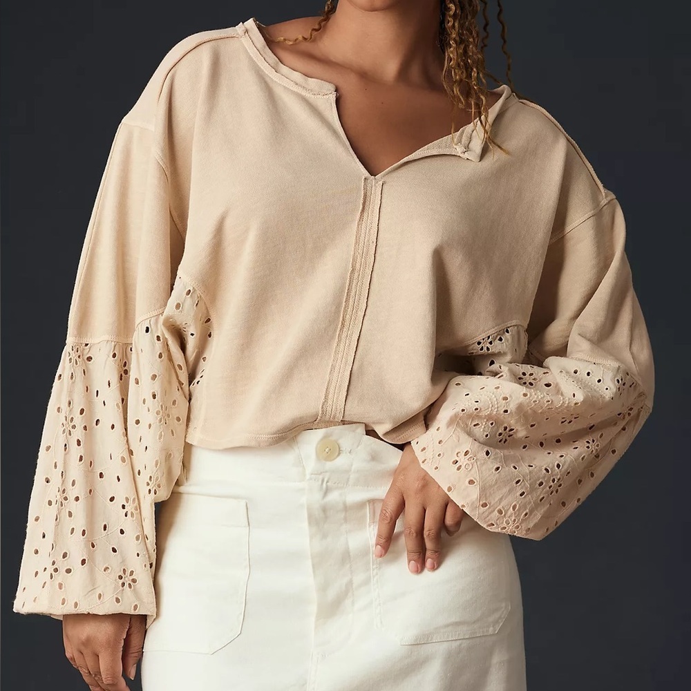 Anthropologie Pilcro Batwing Eyelet Sweatshirt